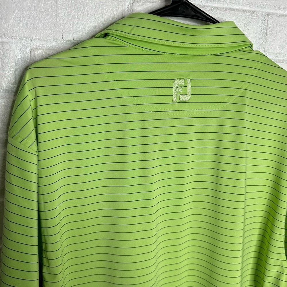 Footjoy Green Pinstriped Polo Short Sleeve Mens Shirt size Large - Picture 5 of 6
